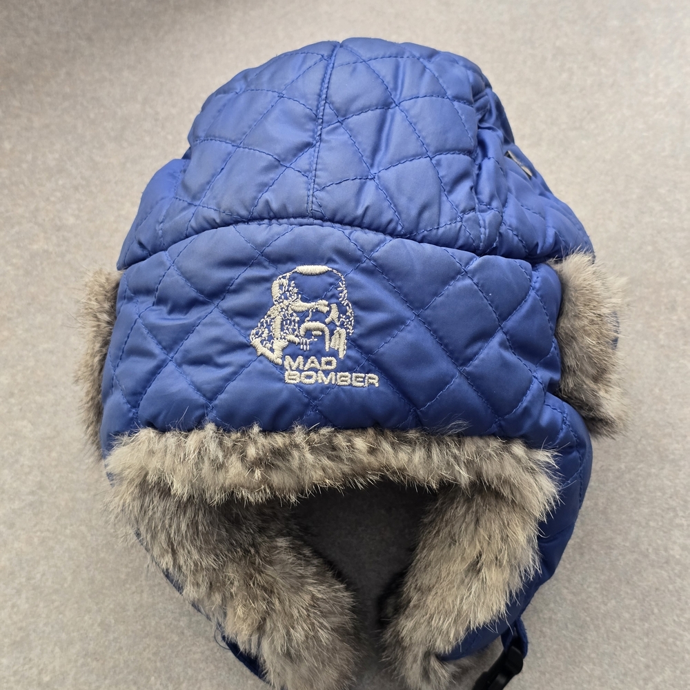 Blue Quilted Kids HatMad Bomber Blue Quilted Kids Hat Size Small